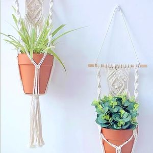 🪴🆕 2 Modern Home Decor Macramé bOhO Style Woven Fiber Artistry Plant Hanger🪴